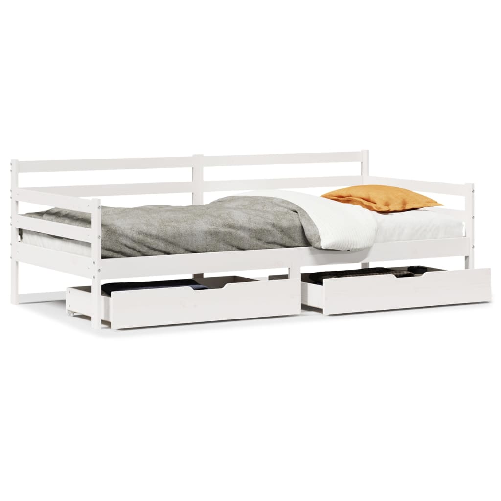 vidaXL Daybed with Drawers without Mattress White 90x200 cm Solid Wood