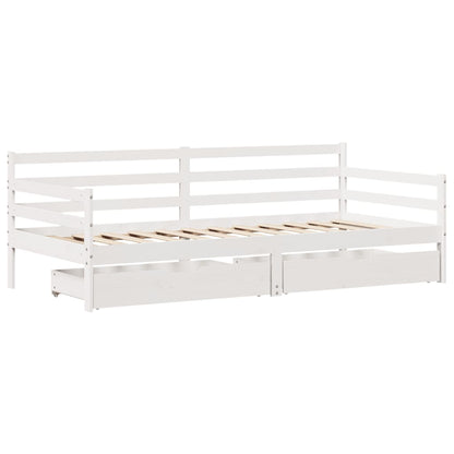 vidaXL Daybed with Drawers without Mattress White 90x200 cm Solid Wood