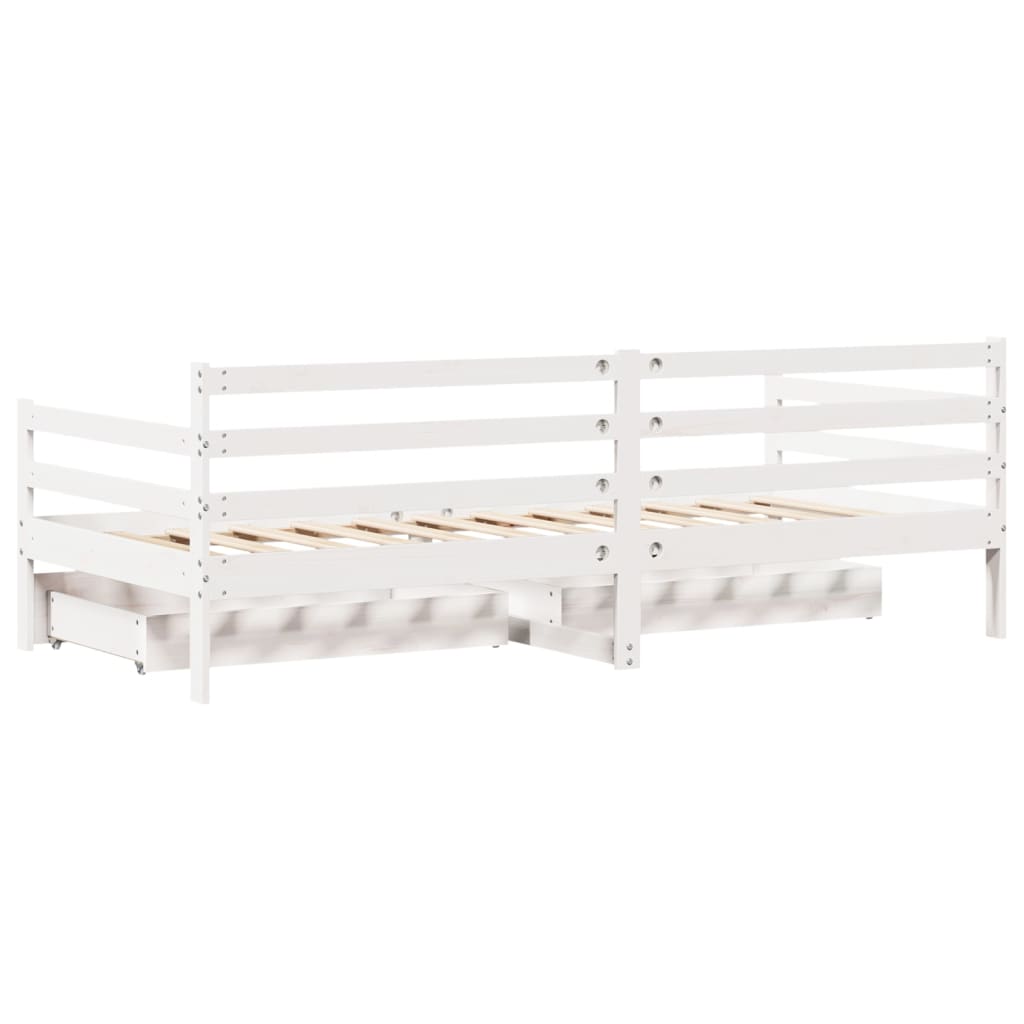 vidaXL Daybed with Drawers without Mattress White 90x200 cm Solid Wood