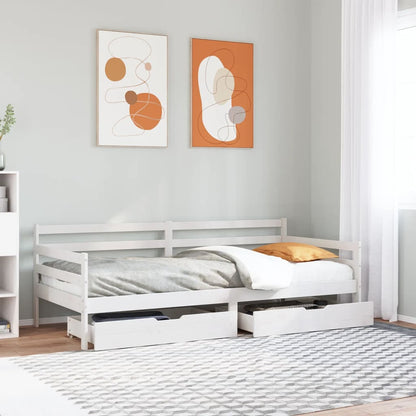vidaXL Daybed with Drawers without Mattress White 90x200 cm Solid Wood
