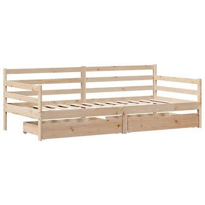 vidaXL Daybed with Drawers without Mattress 90x190 cm Single Solid Wood