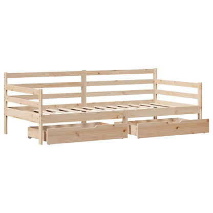 vidaXL Daybed with Drawers without Mattress 90x190 cm Single Solid Wood