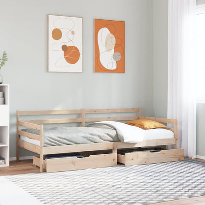 vidaXL Daybed with Drawers without Mattress 90x190 cm Single Solid Wood