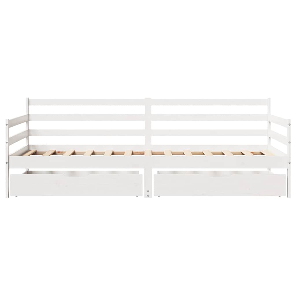 vidaXL Daybed with Drawers without Mattress White 90x190 cm Single Solid Wood