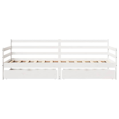 vidaXL Daybed with Drawers without Mattress White 90x190 cm Single Solid Wood