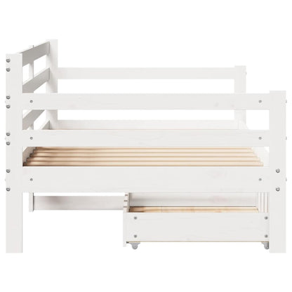 vidaXL Daybed with Drawers without Mattress White 90x190 cm Single Solid Wood