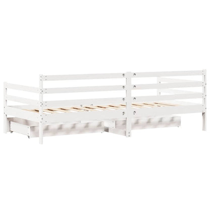 vidaXL Daybed with Drawers without Mattress White 90x190 cm Single Solid Wood