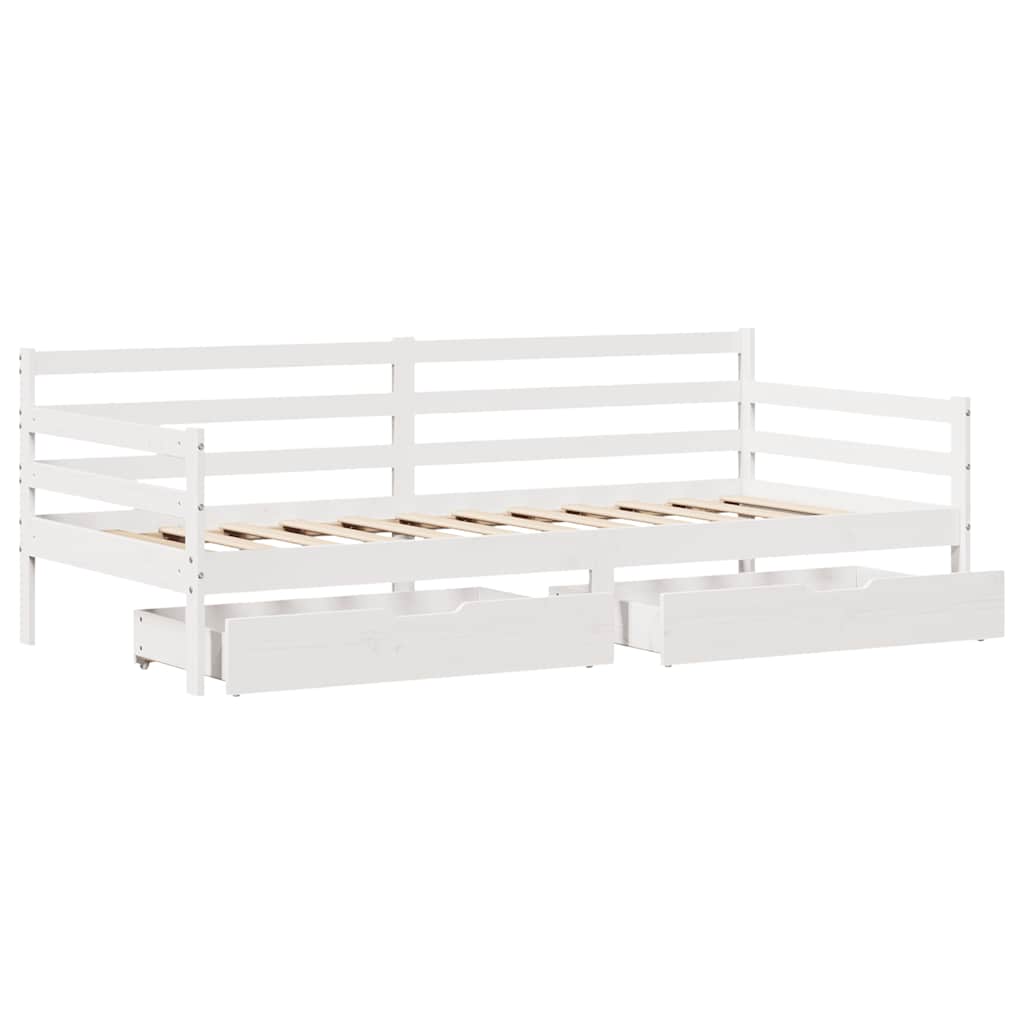 vidaXL Daybed with Drawers without Mattress White 90x190 cm Single Solid Wood