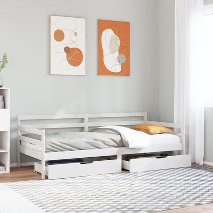vidaXL Daybed with Drawers without Mattress White 90x190 cm Single Solid Wood