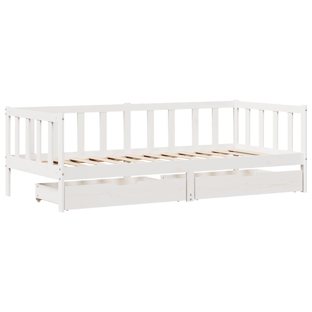 vidaXL Daybed with Drawers without Mattress White 90x200 cm Solid Wood
