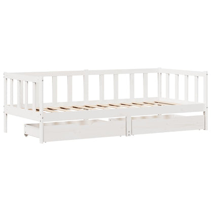 vidaXL Daybed with Drawers without Mattress White 90x200 cm Solid Wood