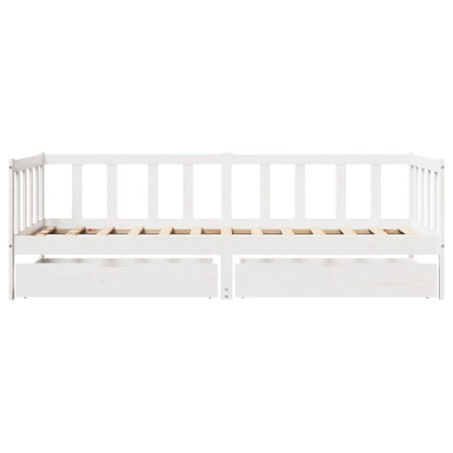 vidaXL Daybed with Drawers without Mattress White 90x200 cm Solid Wood