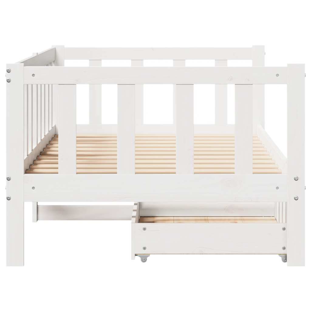 vidaXL Daybed with Drawers without Mattress White 90x200 cm Solid Wood