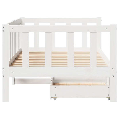 vidaXL Daybed with Drawers without Mattress White 90x200 cm Solid Wood