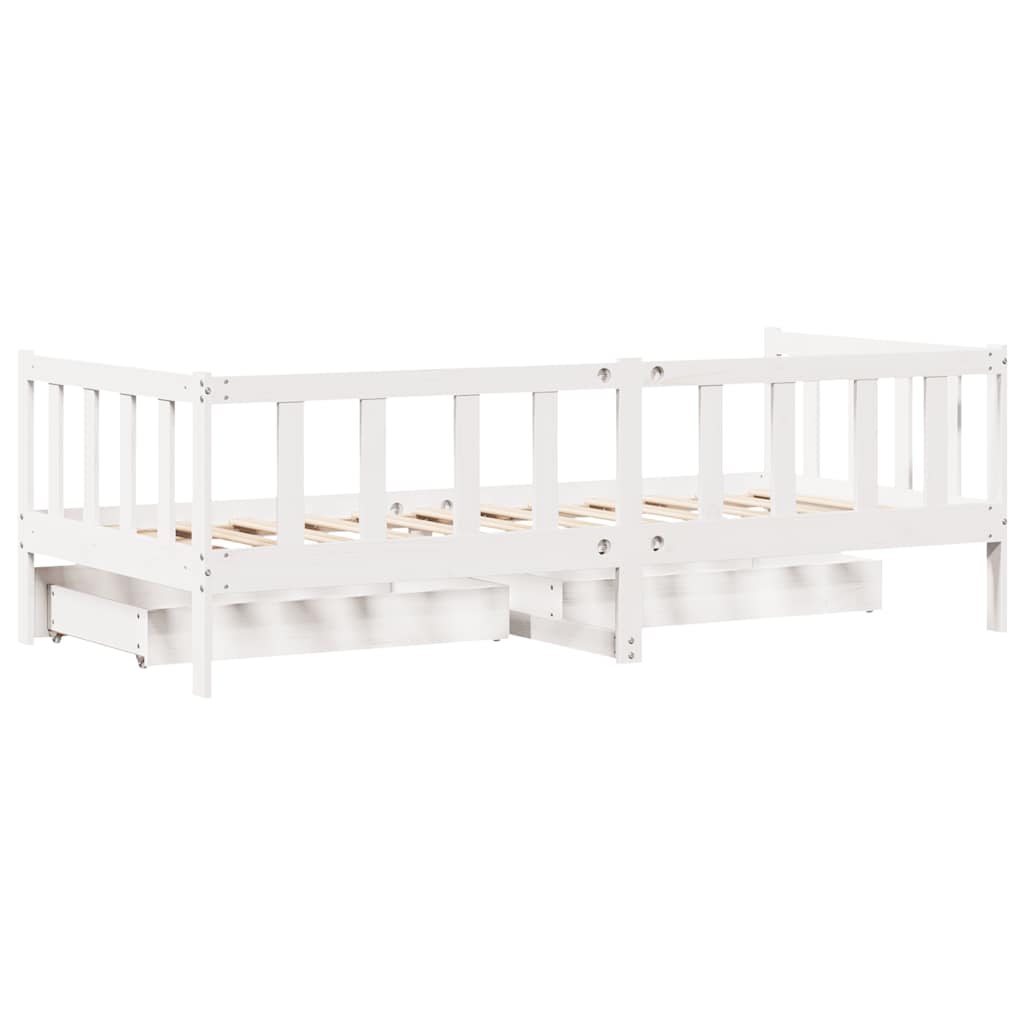 vidaXL Daybed with Drawers without Mattress White 90x200 cm Solid Wood