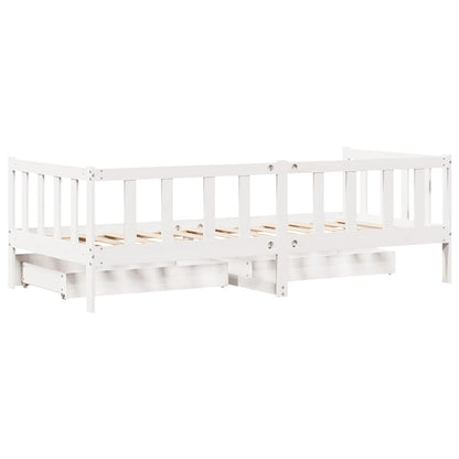 vidaXL Daybed with Drawers without Mattress White 90x200 cm Solid Wood