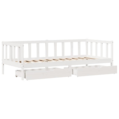 vidaXL Daybed with Drawers without Mattress White 90x200 cm Solid Wood