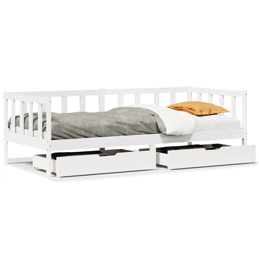 vidaXL Daybed with Drawers without Mattress White 80x200 cm Solid Wood