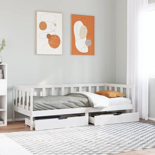 vidaXL Daybed with Drawers without Mattress White 80x200 cm Solid Wood