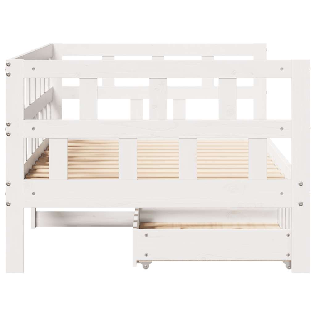 vidaXL Daybed with Drawers without Mattress White 90x200 cm Solid Wood