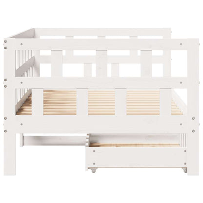vidaXL Daybed with Drawers without Mattress White 90x200 cm Solid Wood