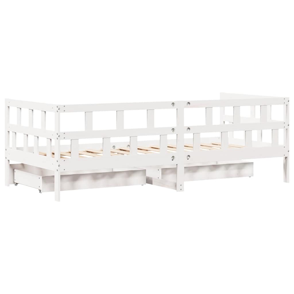 vidaXL Daybed with Drawers without Mattress White 80x200 cm Solid Wood
