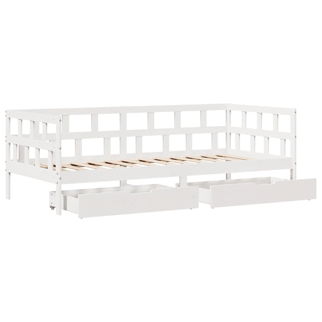 vidaXL Daybed with Drawers without Mattress White 80x200 cm Solid Wood
