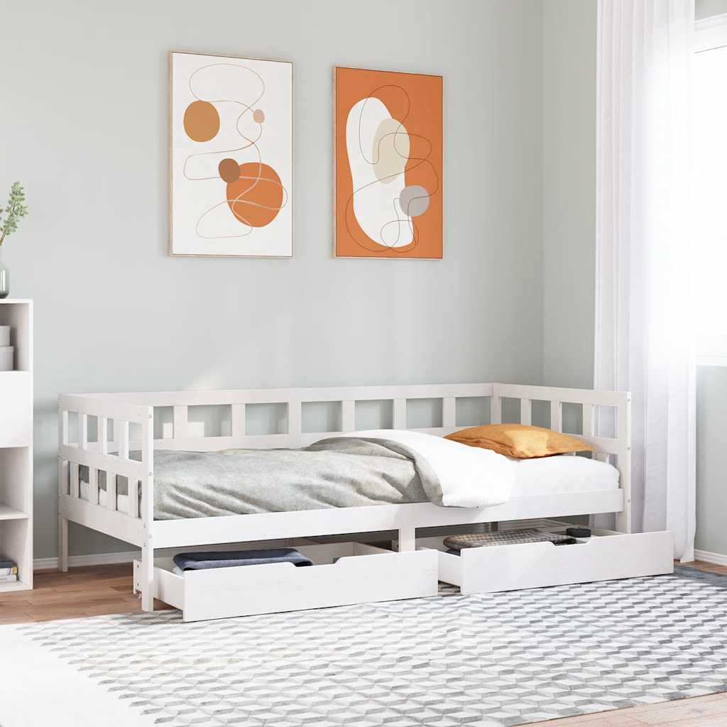 vidaXL Daybed with Drawers without Mattress White 80x200 cm Solid Wood