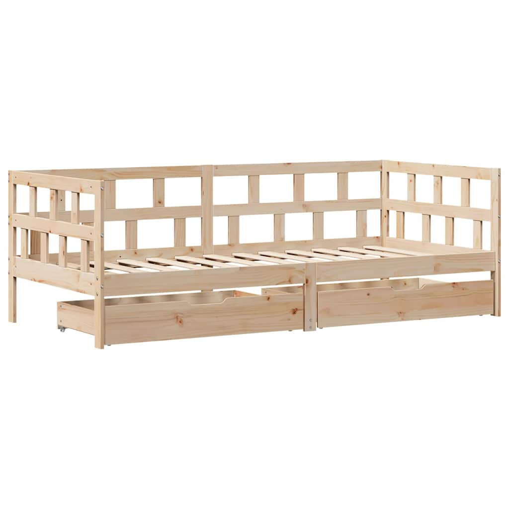 vidaXL Daybed with Drawers without Mattress 90x190 cm Single Solid Wood