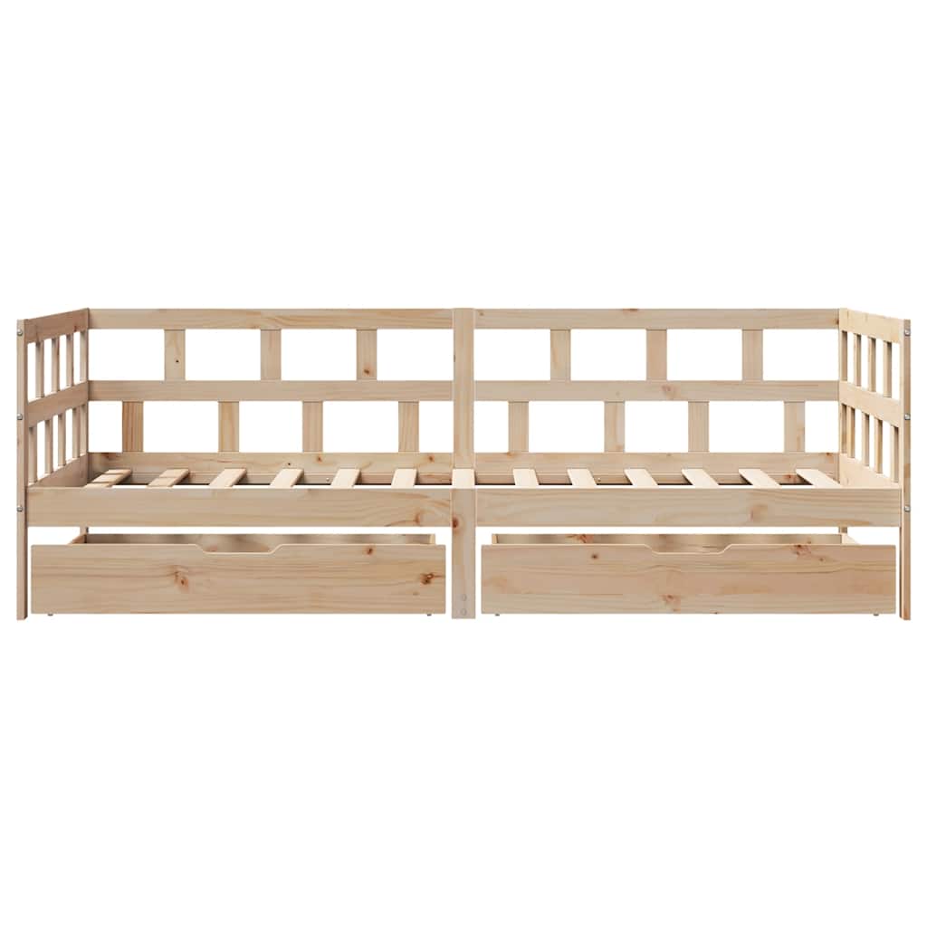 vidaXL Daybed with Drawers without Mattress 90x190 cm Single Solid Wood
