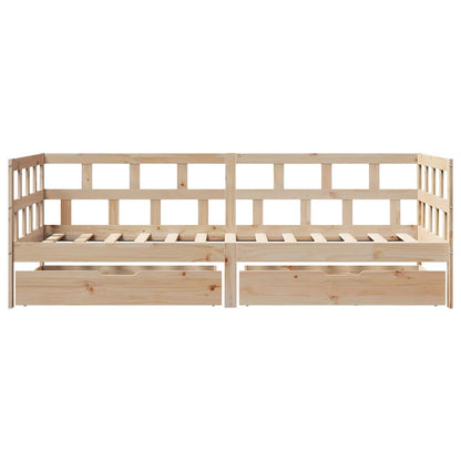 vidaXL Daybed with Drawers without Mattress 90x190 cm Single Solid Wood