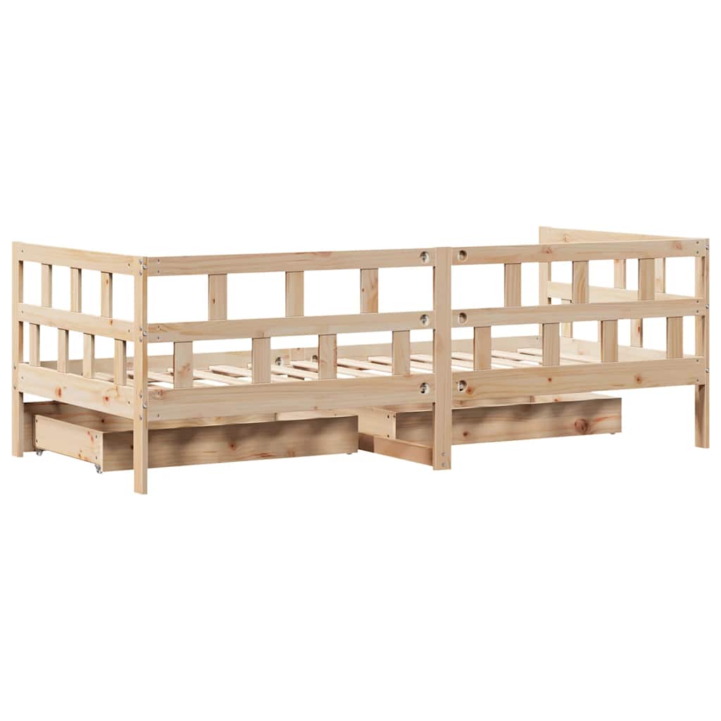 vidaXL Daybed with Drawers without Mattress 90x190 cm Single Solid Wood
