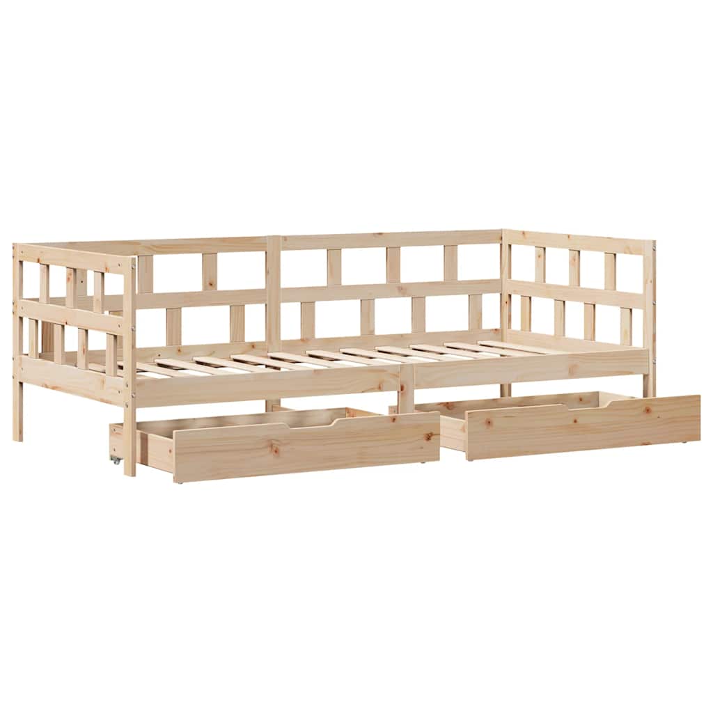 vidaXL Daybed with Drawers without Mattress 90x190 cm Single Solid Wood