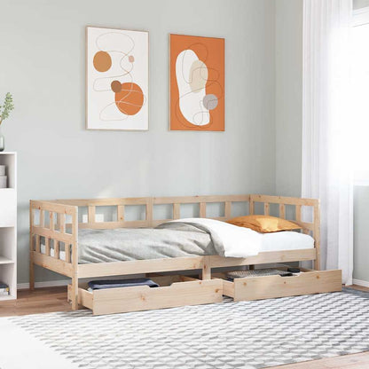 vidaXL Daybed with Drawers without Mattress 90x190 cm Single Solid Wood