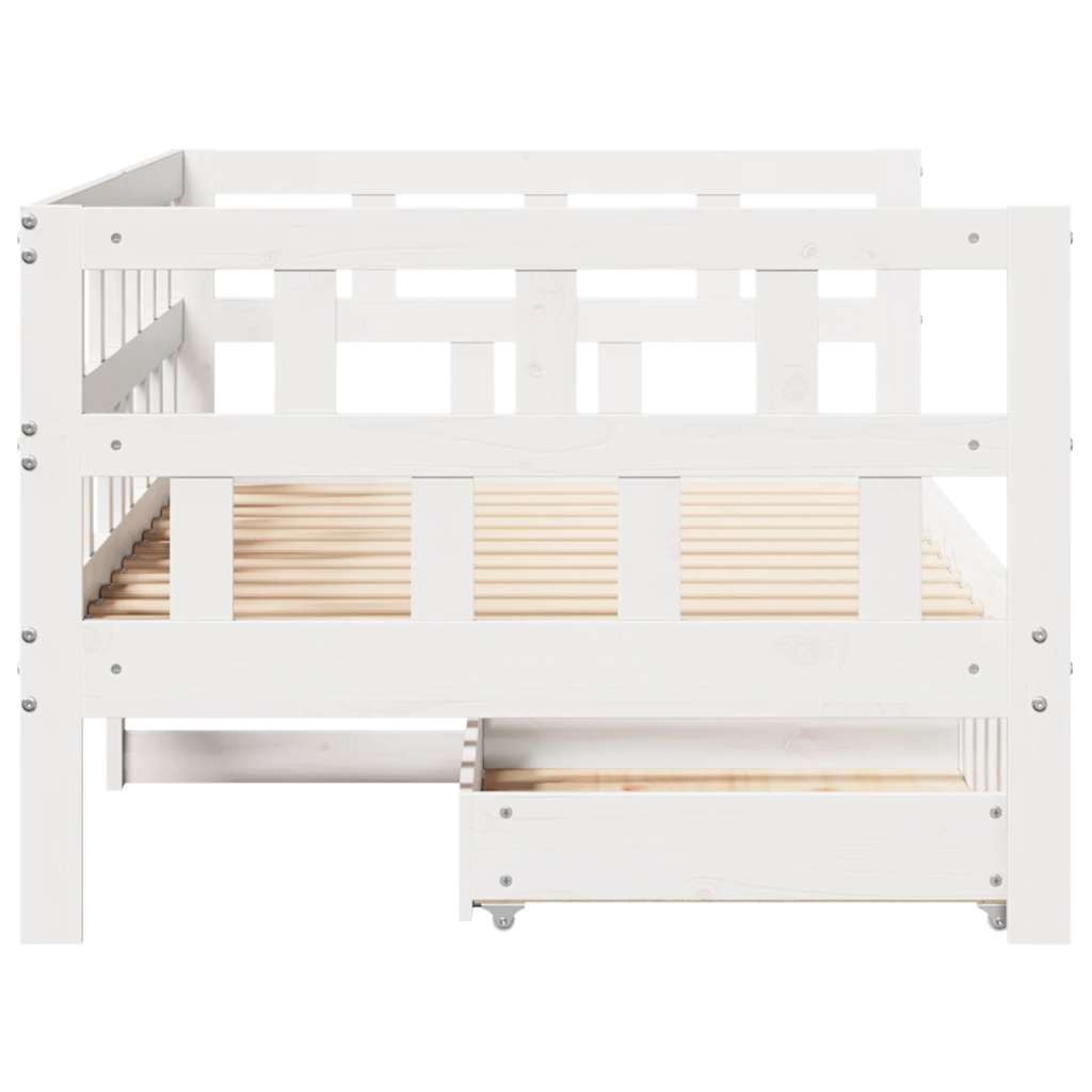 vidaXL Daybed with Drawers without Mattress White 90x190 cm Single Solid Wood