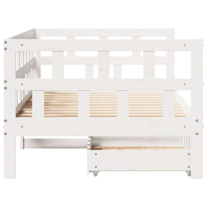 vidaXL Daybed with Drawers without Mattress White 90x190 cm Single Solid Wood