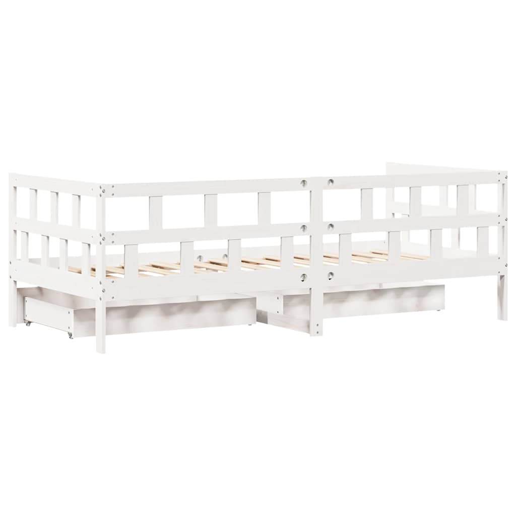 vidaXL Daybed with Drawers without Mattress White 90x190 cm Single Solid Wood