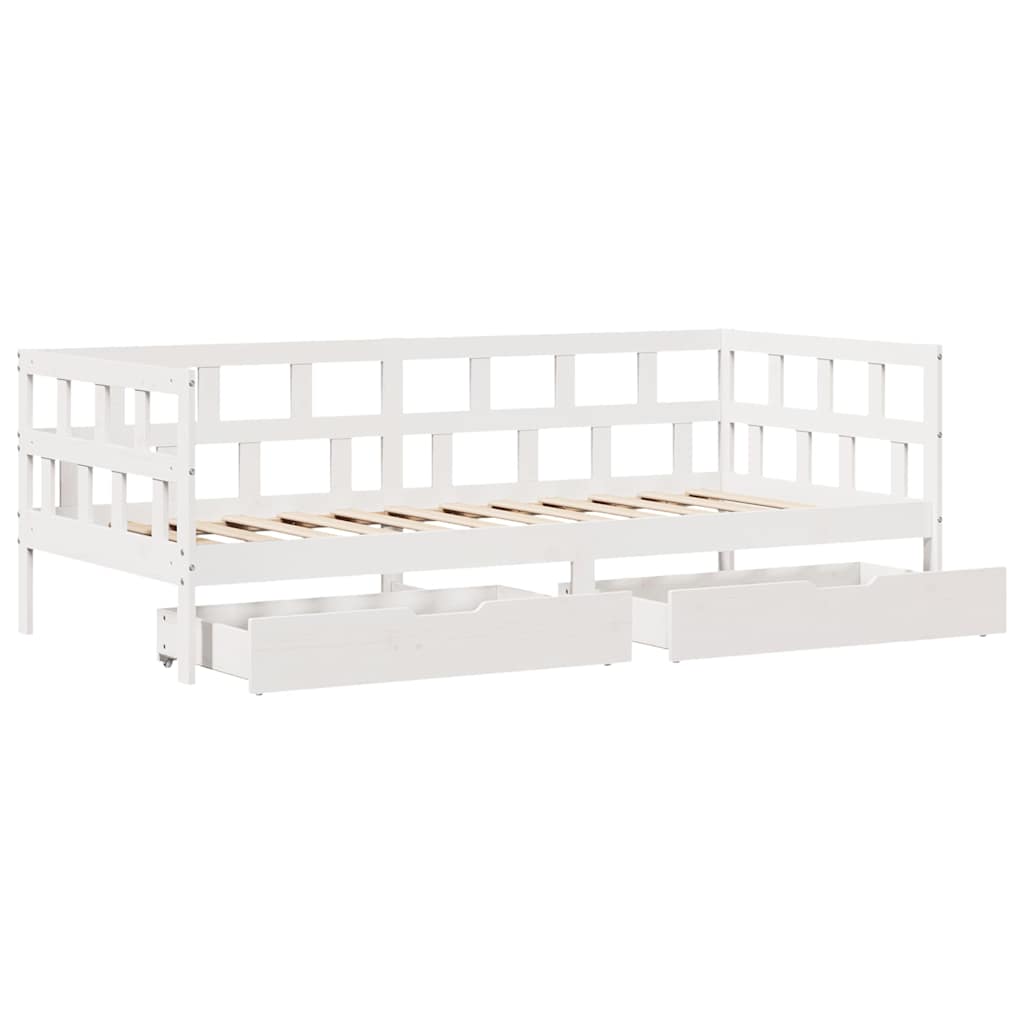 vidaXL Daybed with Drawers without Mattress White 90x190 cm Single Solid Wood