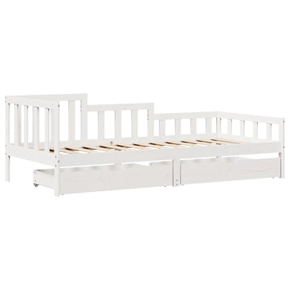 vidaXL Daybed with Drawers without Mattress White 80x200 cm Solid Wood