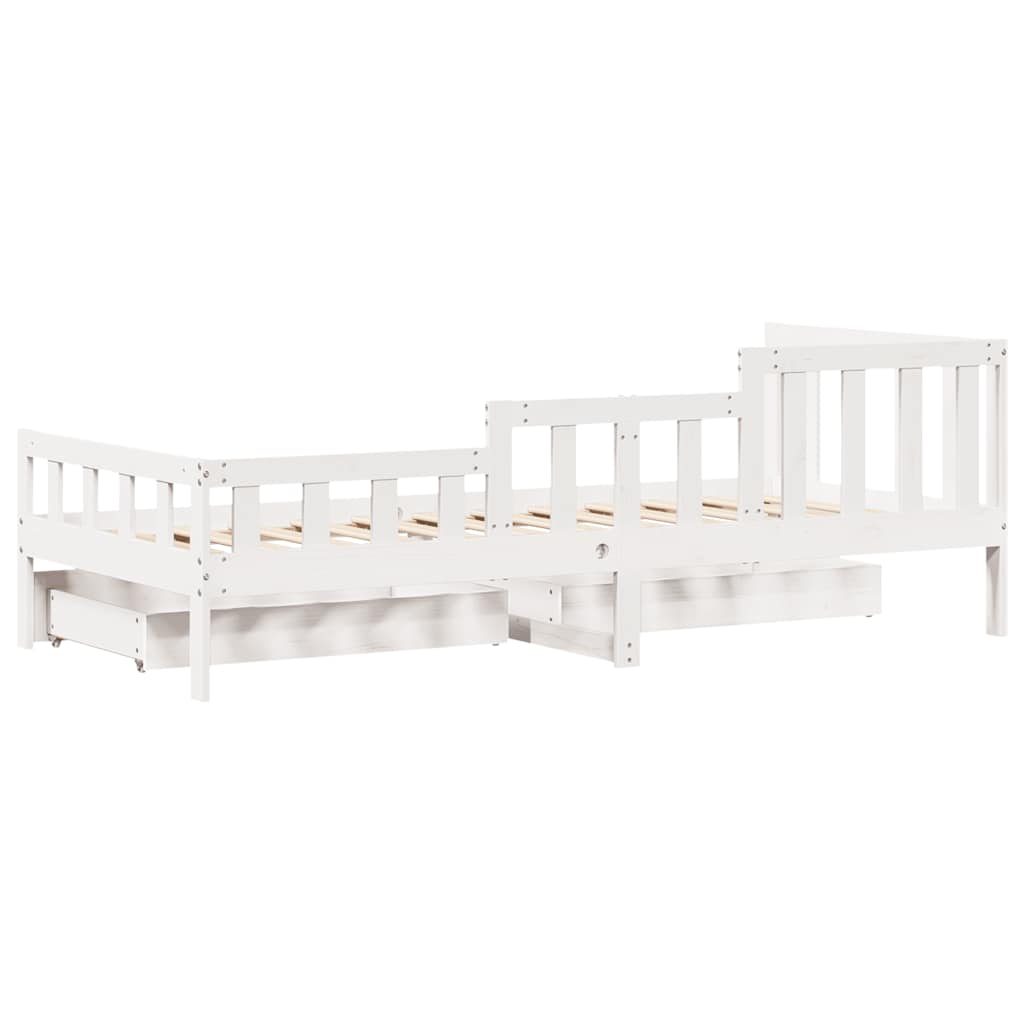 vidaXL Daybed with Drawers without Mattress White 90x200 cm Solid Wood