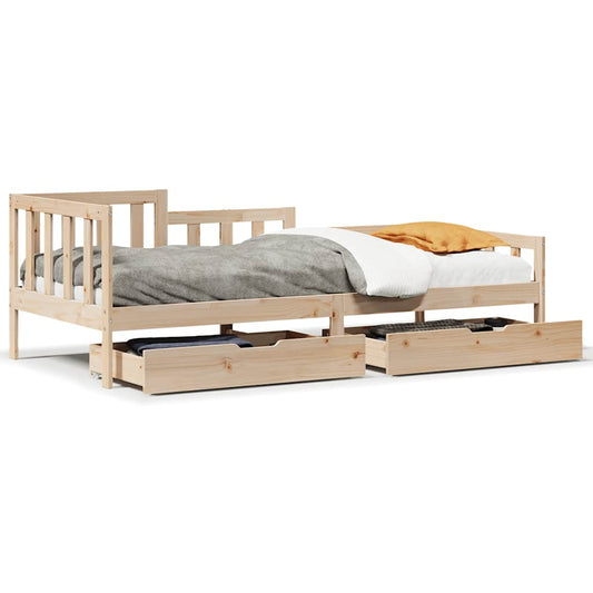 vidaXL Daybed with Drawers without Mattress 90x190 cm Single Solid Wood