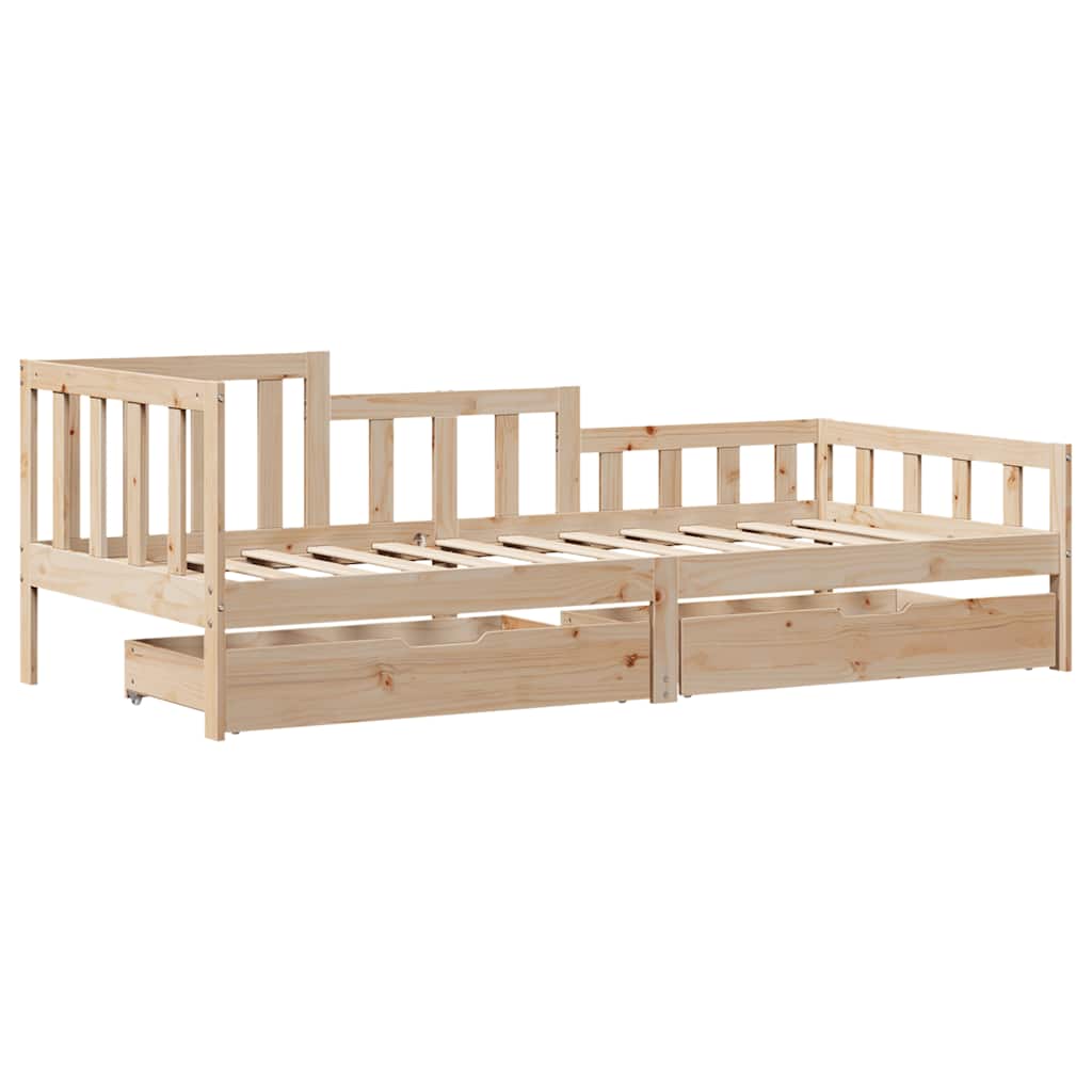 vidaXL Daybed with Drawers without Mattress 90x190 cm Single Solid Wood