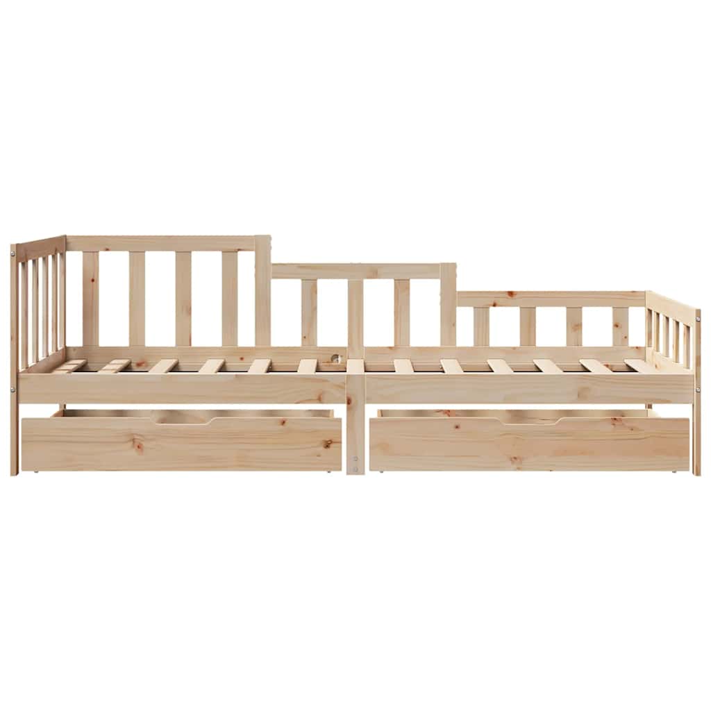 vidaXL Daybed with Drawers without Mattress 90x190 cm Single Solid Wood
