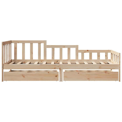 vidaXL Daybed with Drawers without Mattress 90x190 cm Single Solid Wood
