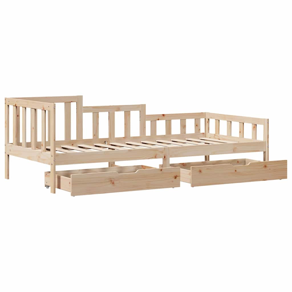 vidaXL Daybed with Drawers without Mattress 90x190 cm Single Solid Wood