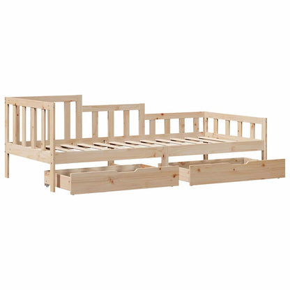 vidaXL Daybed with Drawers without Mattress 90x190 cm Single Solid Wood
