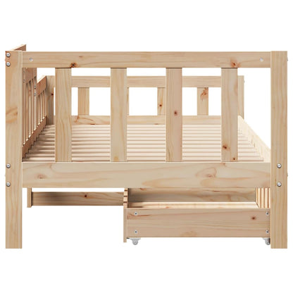vidaXL Daybed with Drawers without Mattress 90x190 cm Single Solid Wood