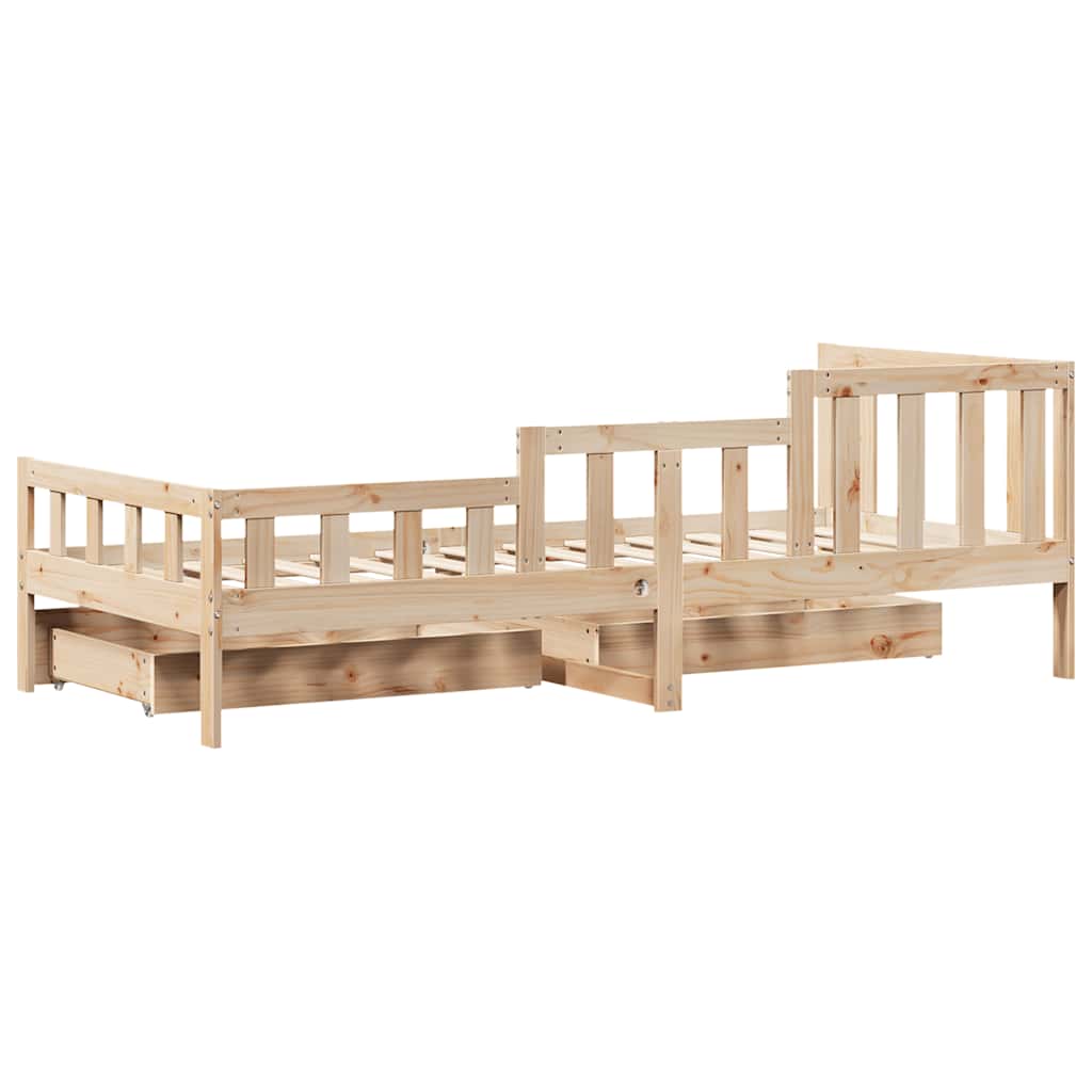 vidaXL Daybed with Drawers without Mattress 90x190 cm Single Solid Wood
