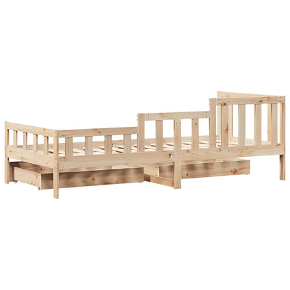 vidaXL Daybed with Drawers without Mattress 90x190 cm Single Solid Wood