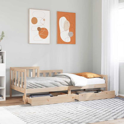 vidaXL Daybed with Drawers without Mattress 90x190 cm Single Solid Wood